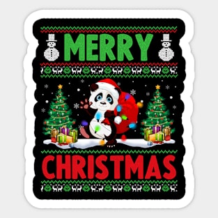 Funny Panda Animal Lover Xmas Lighting Panda Merry Christmas Sticker